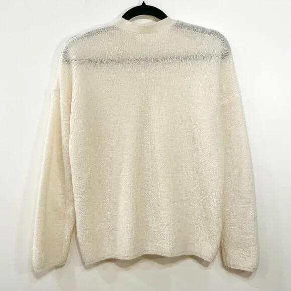 EUC Sezane Willy Mohair Alpaca Henley Sweater Ecru Small - Picture 4 of 8